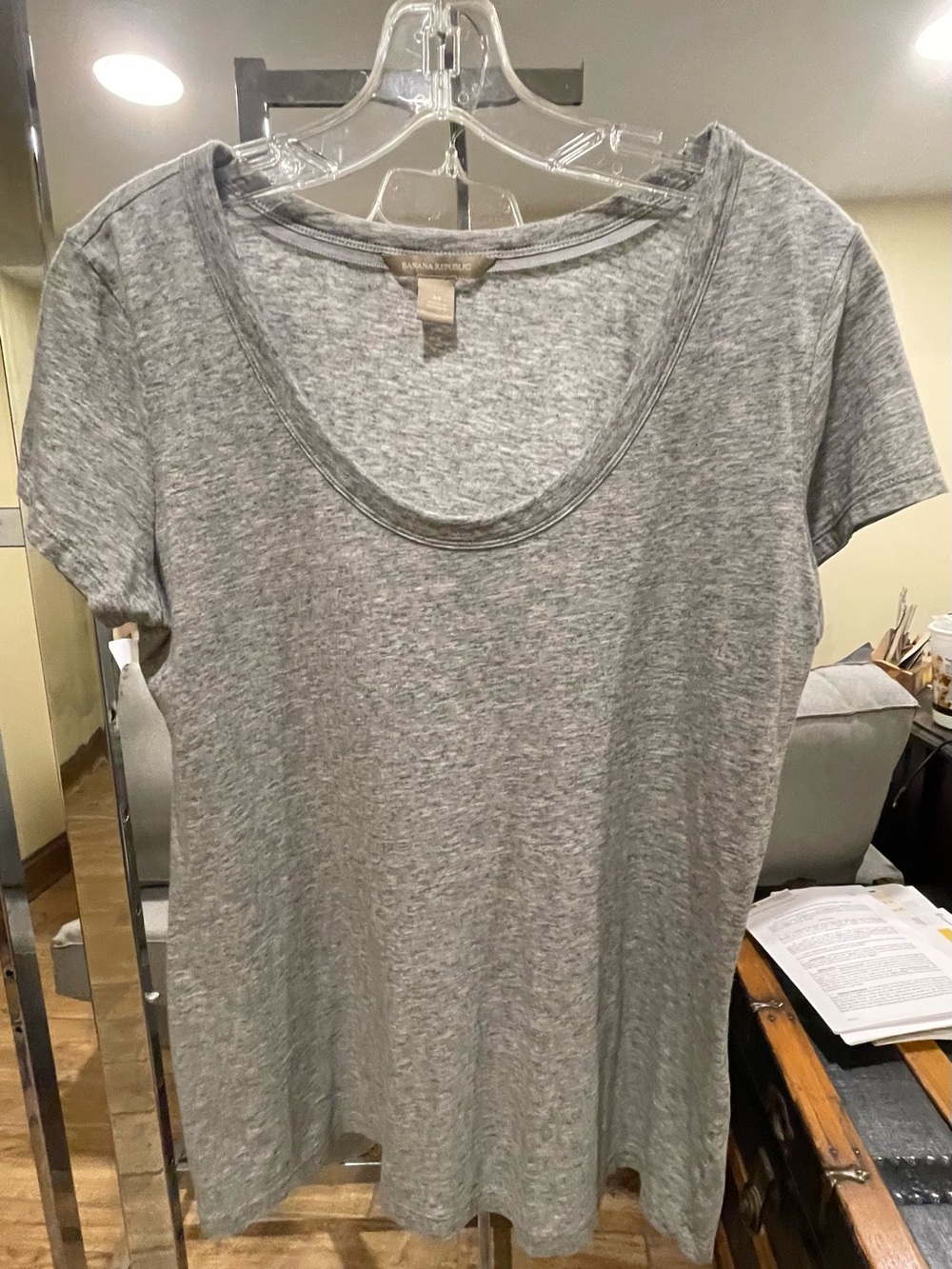 Banana Republic Gray Scoop Neck Short Sleeve Tee